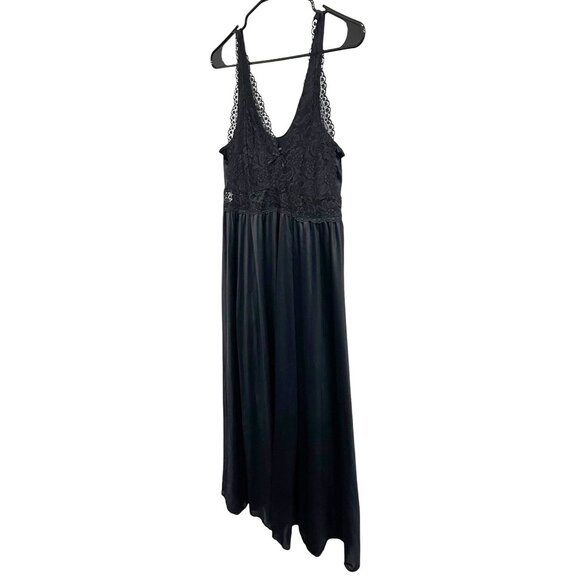 Exquisite Form Womens Black Lace Nylon Long Sleeveless Nightgown Size Medium - Picture 3 of 7